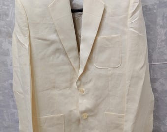 Chaqueta tipo blazer de lino color crema para hombre / Chaqueta ligera de traje de boda de verano / Chaqueta deportiva informal de lino color marfil / Chaqueta playera para novio