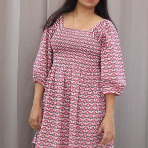 Block print dress, Bohemian dress , Gauze dress Maxi dress Summer dress with sleeves, floral dress , boho dress long sleeve