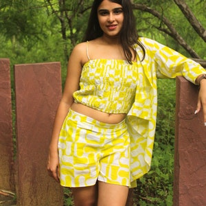 Vacation dress, Beachwear dress, Shirt and Shorts Set, Lounge set, Vacation outfit, 2 piece ,Boho shorts set