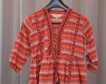 Block print tunic, Mini dress, Short kurti ,cotton blouse women, tunics for women , summer blouse, bohemian blouse
