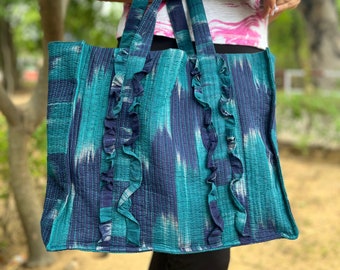 Cotton Tote bag, Quilted bags, canvas tote bag, Quilted cotton bags, Beach tote bags, boho tote bags, Tote hangbag women