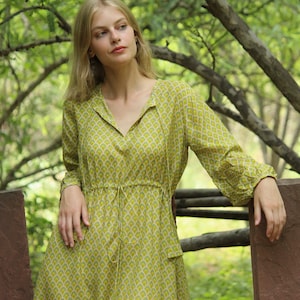 Zomer maxi-jurk, jurk met blokprint, Indiase jurken, etnische jurk, boho maxi-jurk met kwastjes