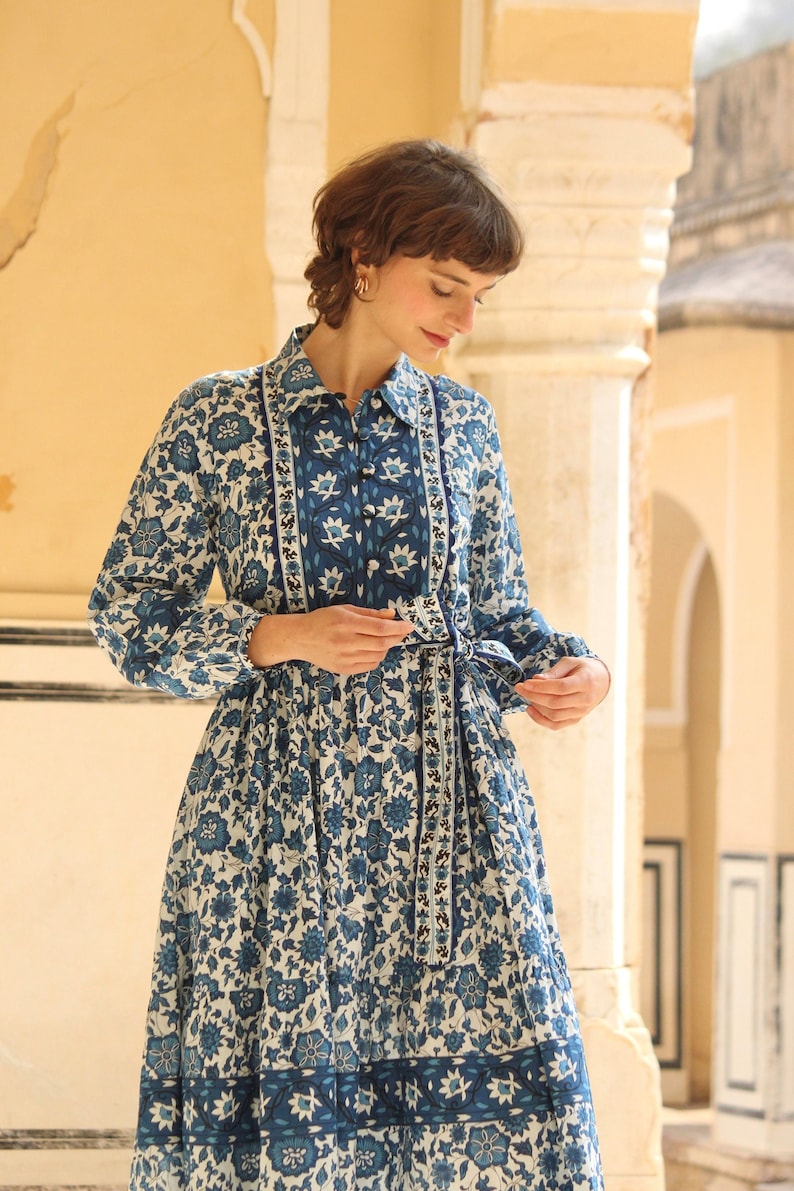 Block print cotton dress for women, summer dress, midi dress, maxi dress