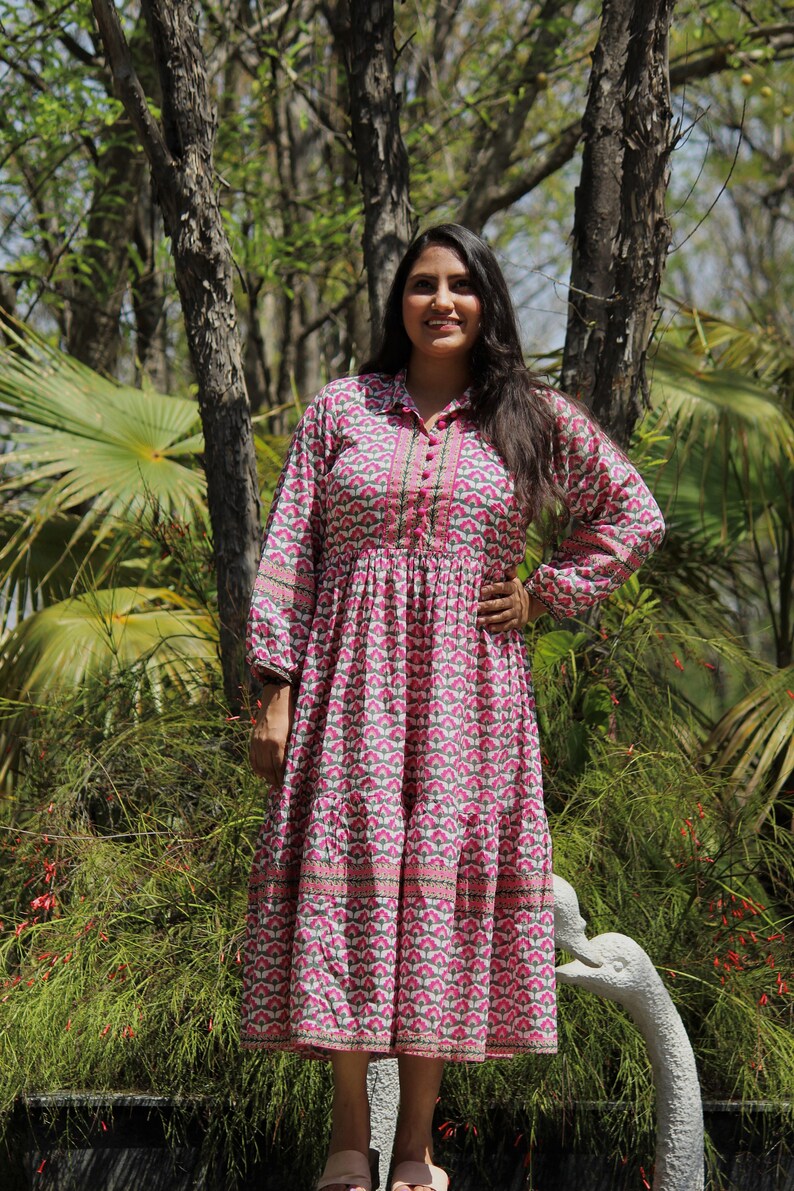 Hand Block Print Dress Shirt Dress Women summer Cotton Etsy