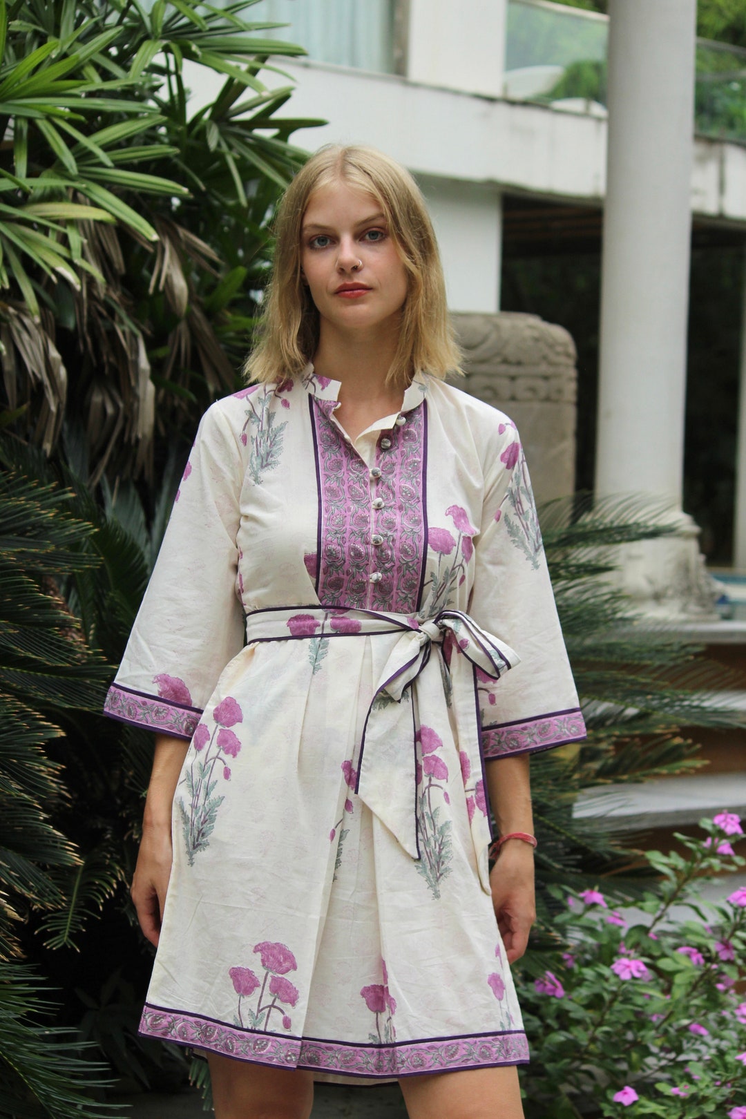 Hand block print dress mini dress women summer cotton etsy