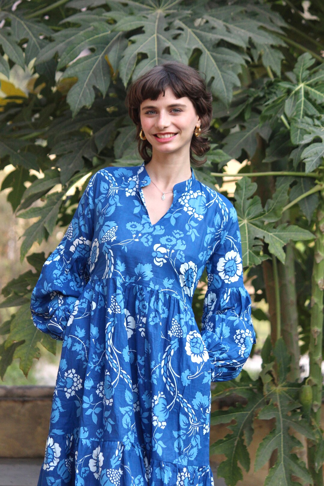 Black and White Block Print Cotton Summer Dress
