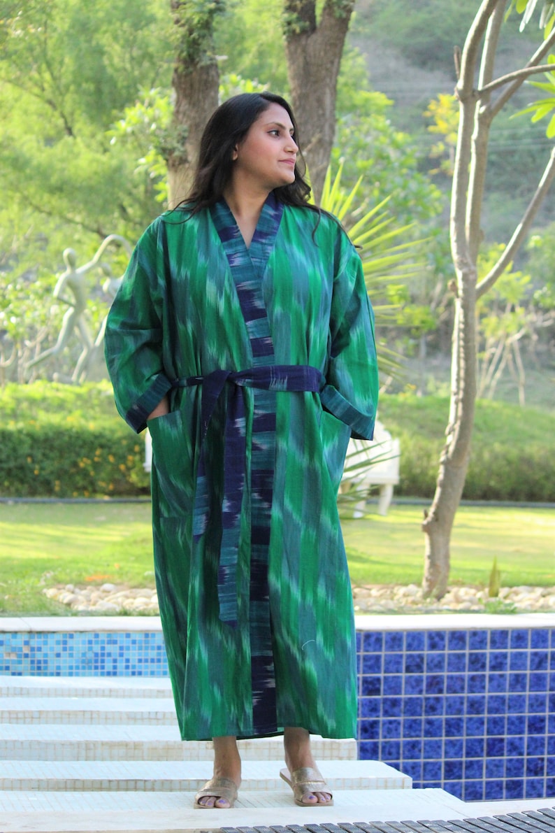 kimono robe women,Ikat dress, cotton kimono,kimono gown, Summer kimono for woman image 4