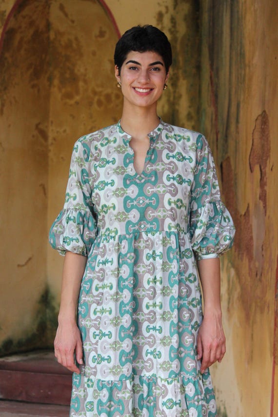 block print shirt dress COTTON SHIRT DRESS | POLLY