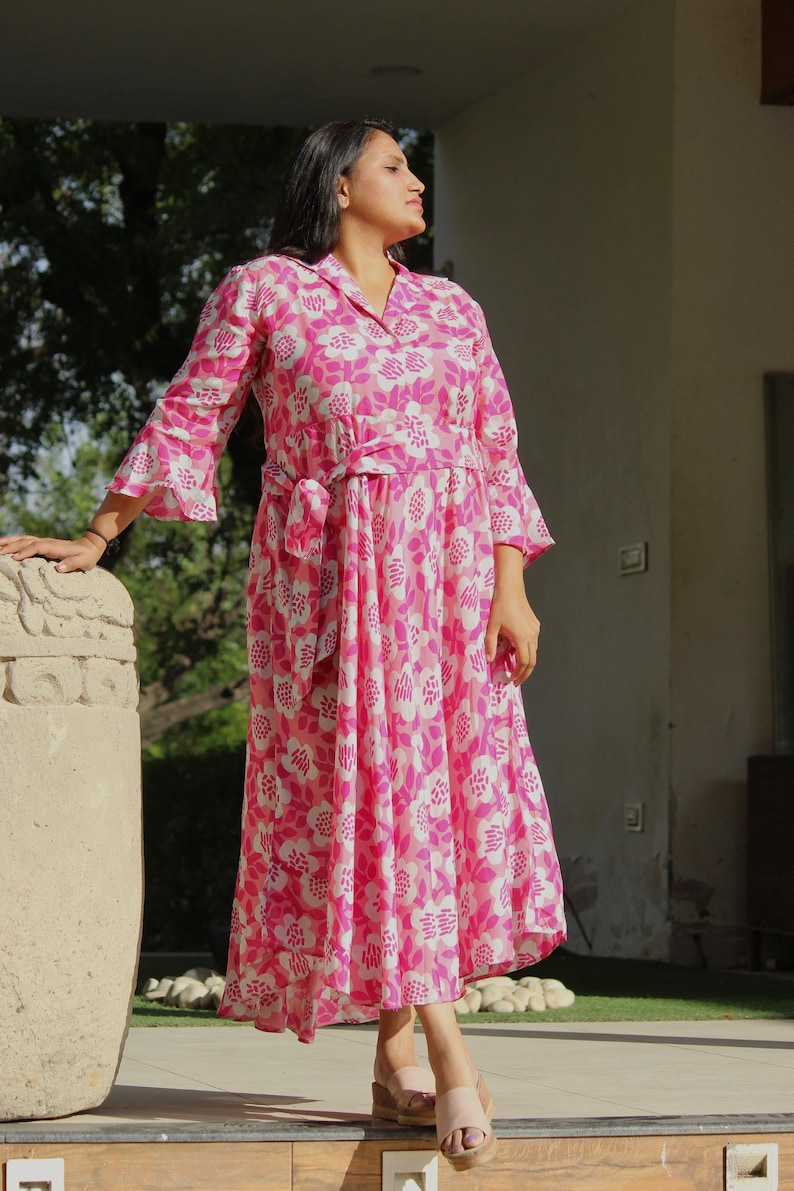Mustard Print HandBlock Dress