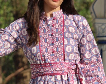 Women dresses Block print dress, Cotton dress Summer dress women, floral dress, Gown dress, Indian dress, Midi dress, Bohemian Dress,