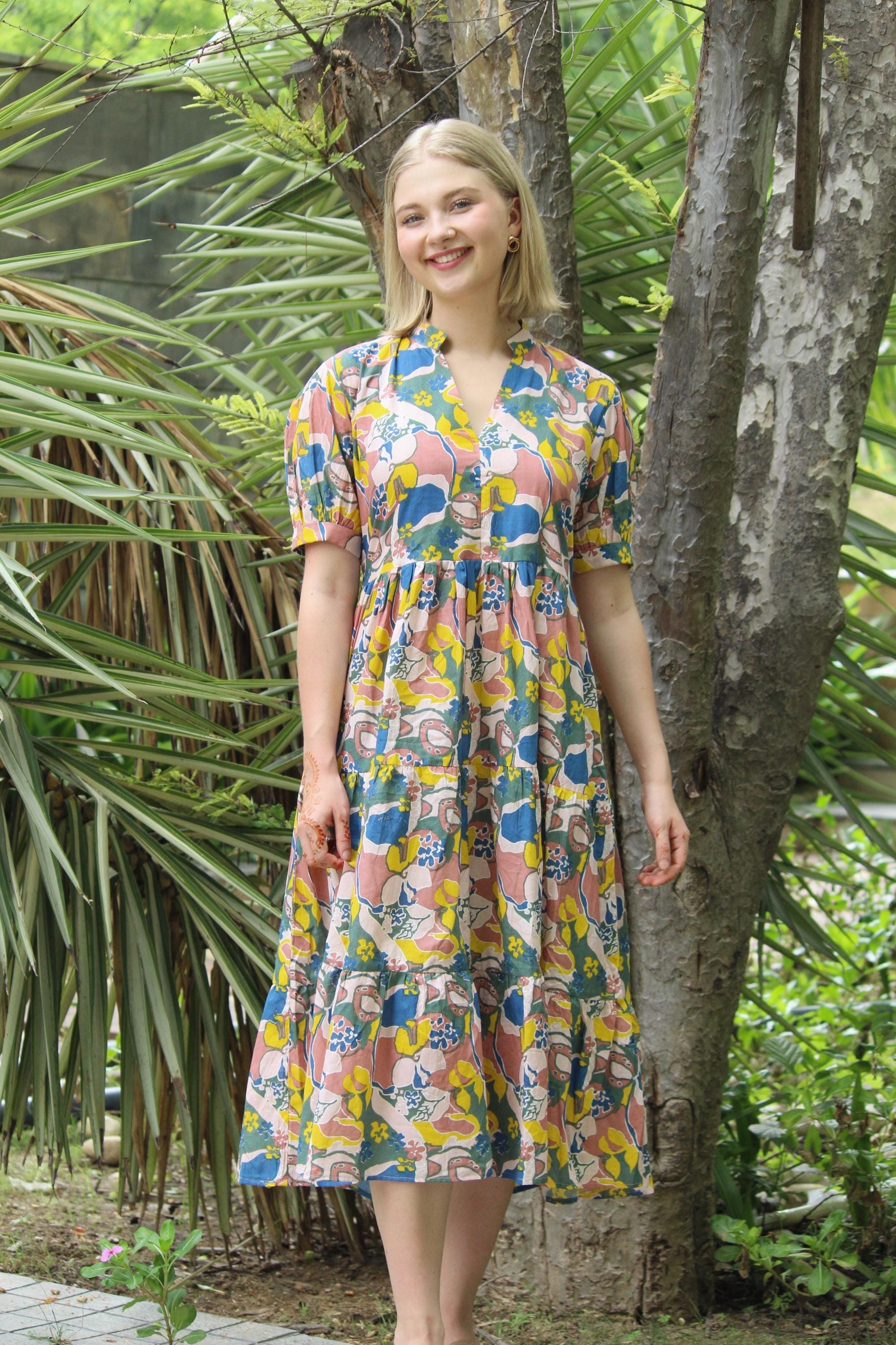 SHEIN Modely Vesto A Linea Con Collo Tondo Stampa Floreale A Manica