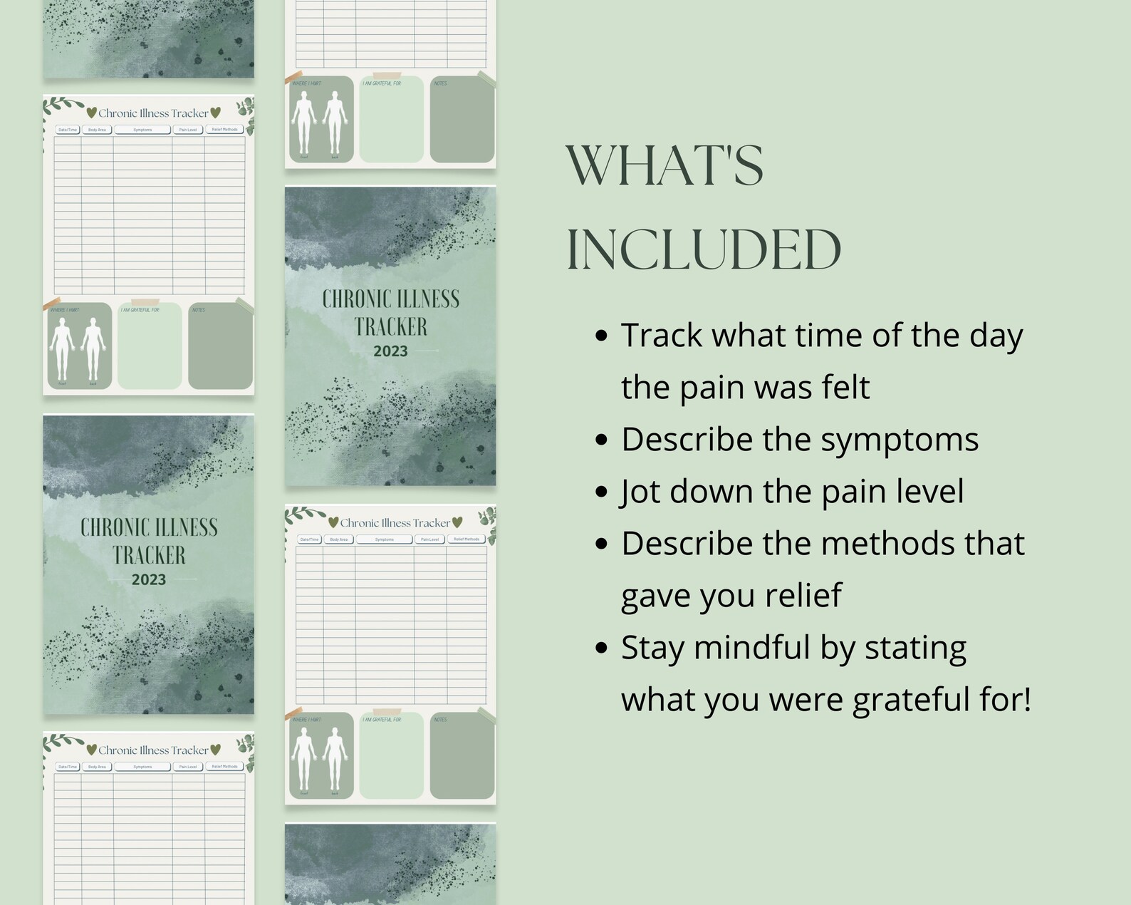 Chronic Illness Tracker, Printable, Chronic Pain Tracker, Symptom ...