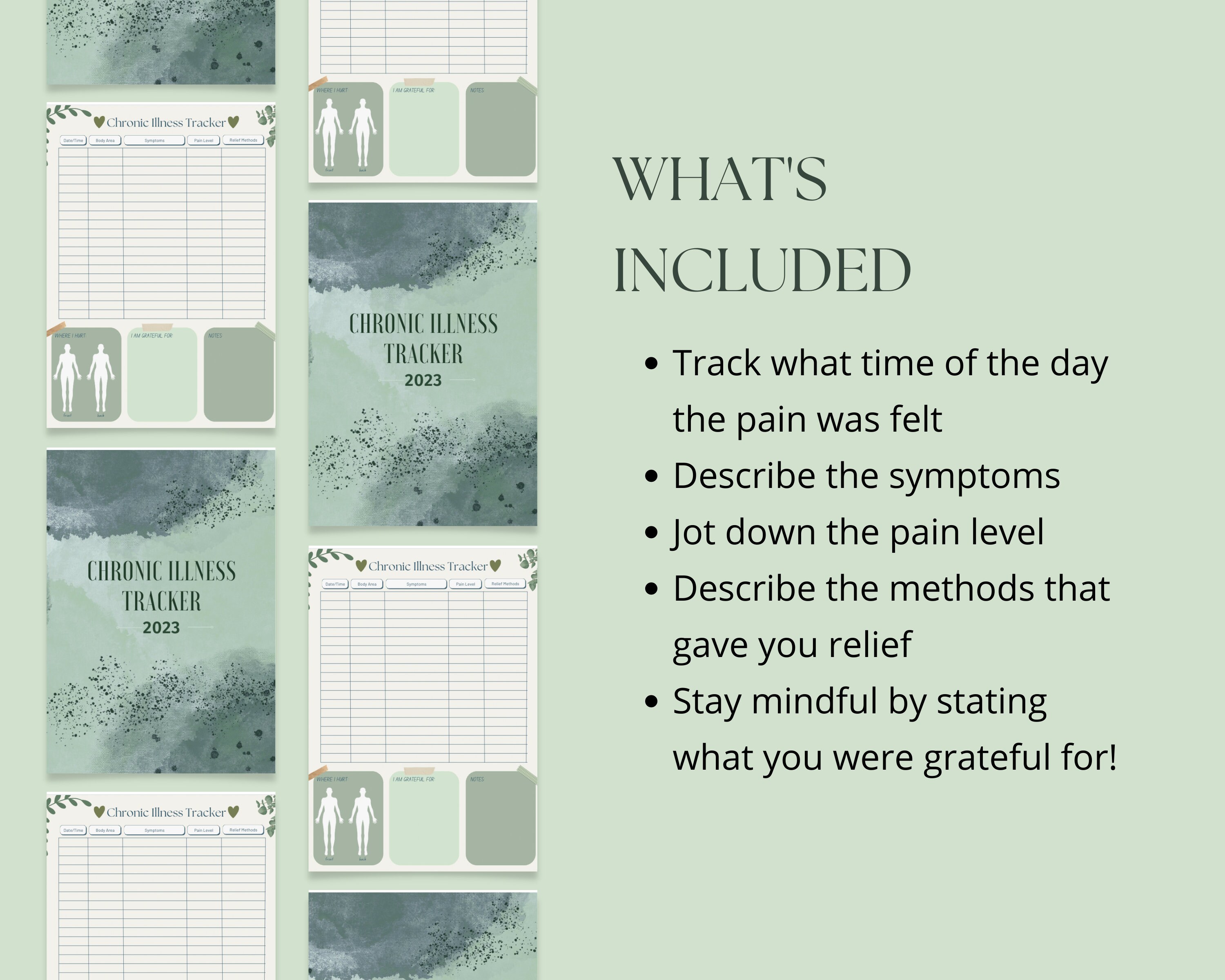 Chronic Illness Tracker, Printable, Chronic Pain Tracker, Symptom ...
