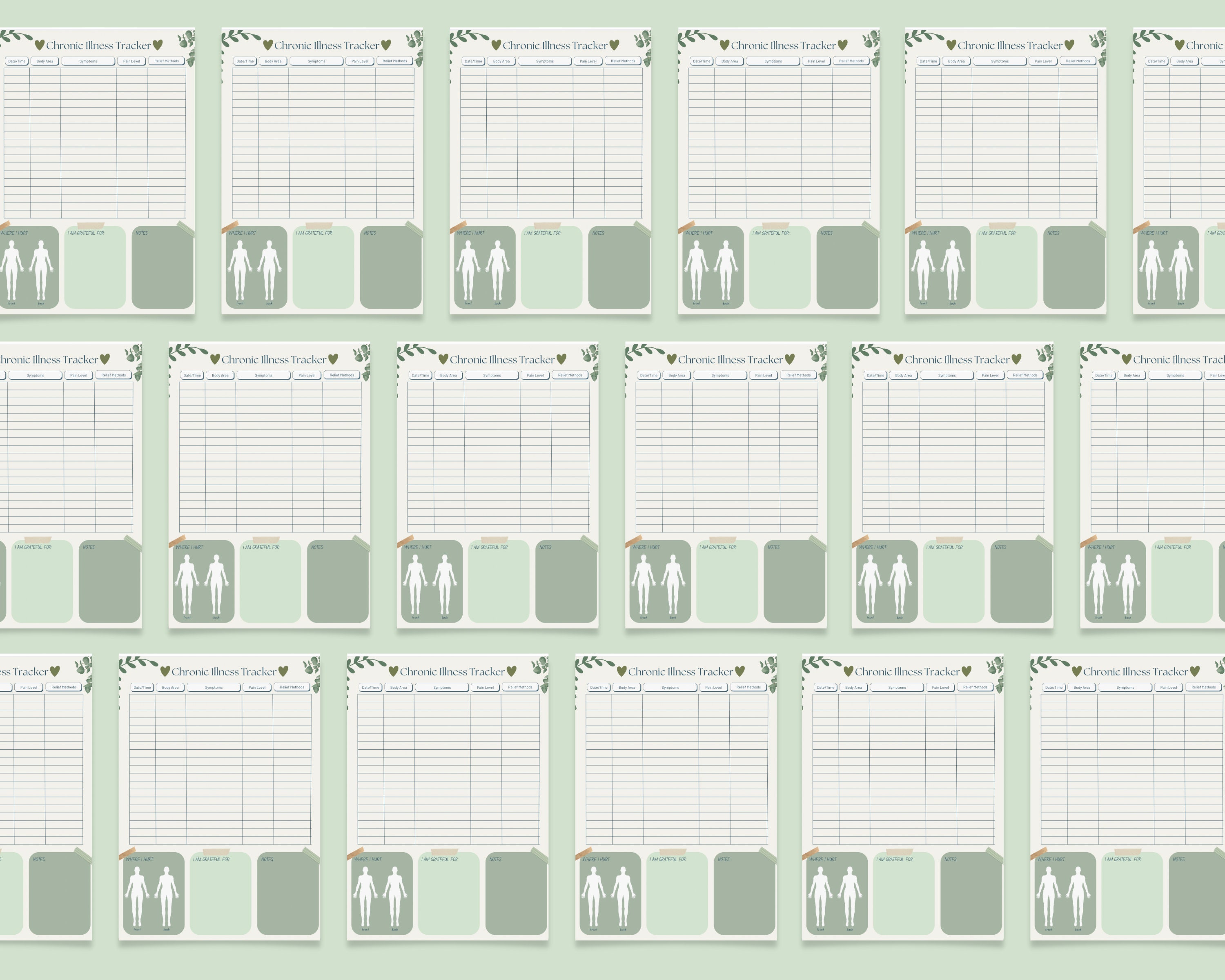 Chronic Illness Tracker, Printable, Chronic Pain Tracker, Symptom ...