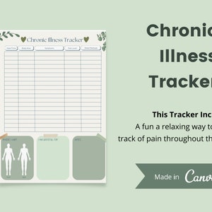Chronic Illness Tracker, Printable, Chronic pain tracker, Symptom tracker, Medical Log, Pain tracker