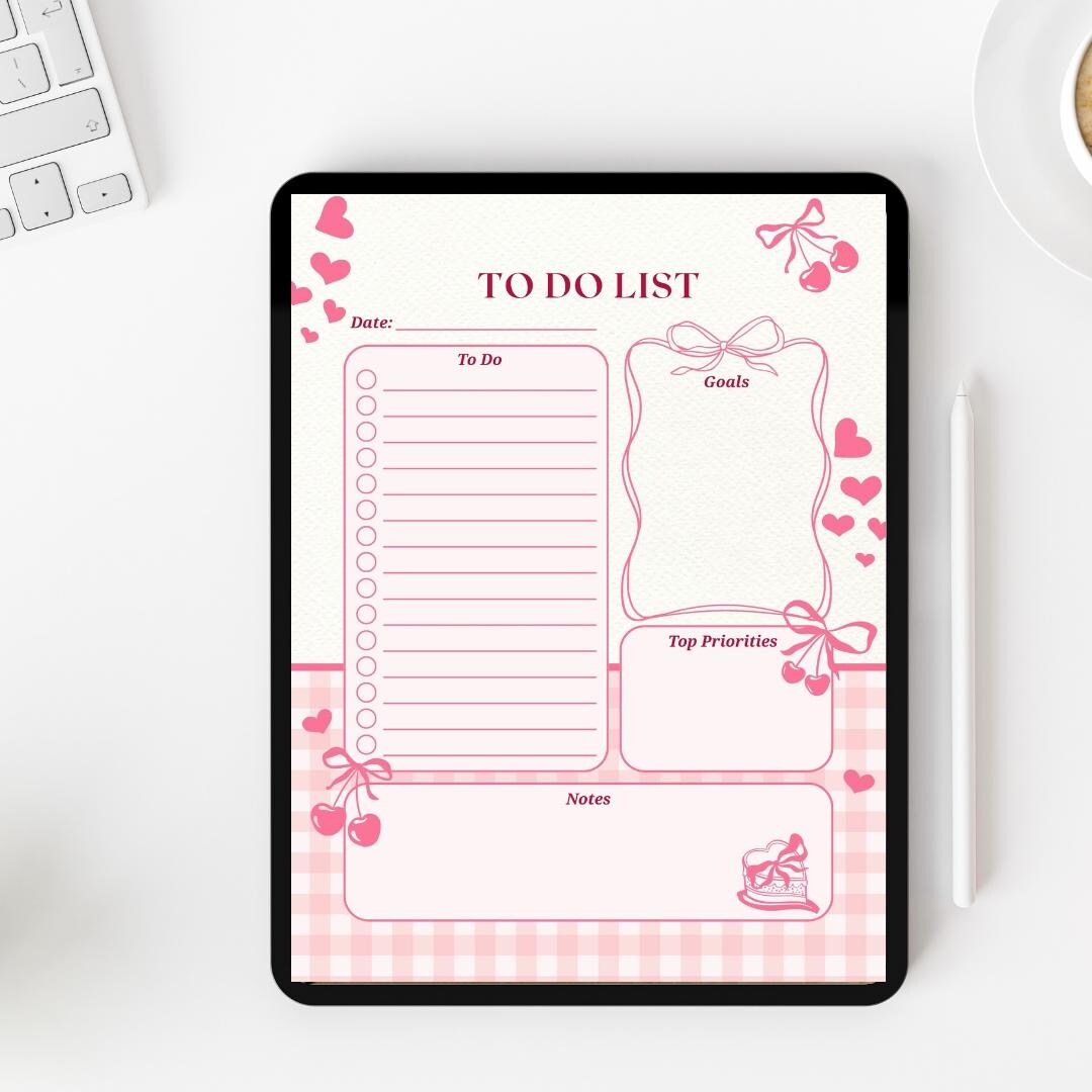Cute Pink to Do List Printable | Kawaii Daily Planner | Aesthetic Task ...