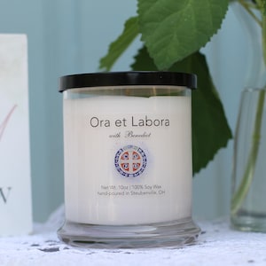 Ora et Labora with Benedict - 10 oz. Soy Candle - Scent: Incense - Catholic Gift