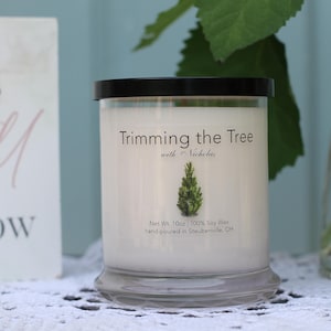 Trimming the Tree with Nicholas - 10 oz. Soy Candle - Scent: Cedar, Pine, Spices, Citrus - Catholic Gift