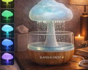 Rain Cloud Humidifier Lamp | LED Night Light Diffuser | Aesthetic Room Decor | Relaxing Rain Effect | Cozy Bedroom Gift | Slayed by Frost