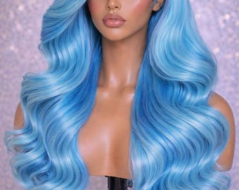 Aqua Ice HD Lace Wig – 13x4 / 13x6 Frontal Wig | Body Wave Human Hair Wig | Custom Colored Blue Wig
