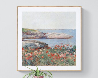 Vintage Print, Poppies Isles of Shoals, American Impressionism, Digital Download