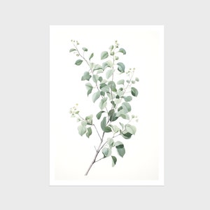 Eucalyptus Painting - Minimalist, Simple Botanical Boho Green Beige Watercolor