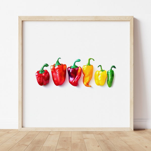 Colorful Peppers | Watercolor Fine Art | Kitchen Art Wall Decor | Mexican Chili Peppers| Farm to Table Wall Decor | Digital Print