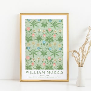 William Morris Exhibition Poster | Daisy | Green Pink and Blue | Digital Prints Museum Exhibition Poster, Art Nouveau