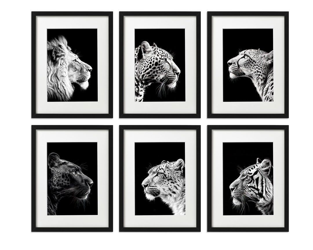 big-cat-portrait-profile-black-and-white-print-minimalist