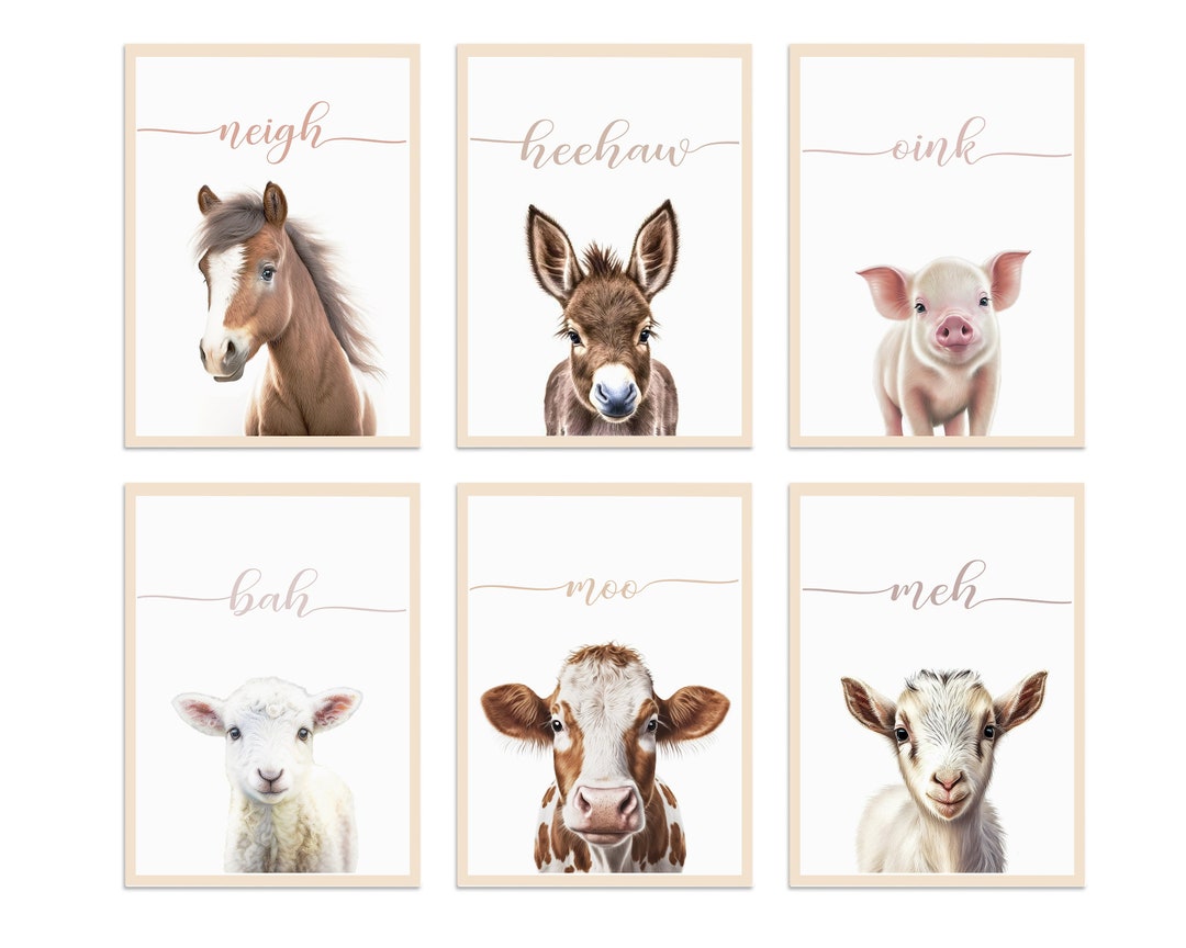 Farm Animal Nursery Prints Set of 6 Digital Prints Nursery Etsy