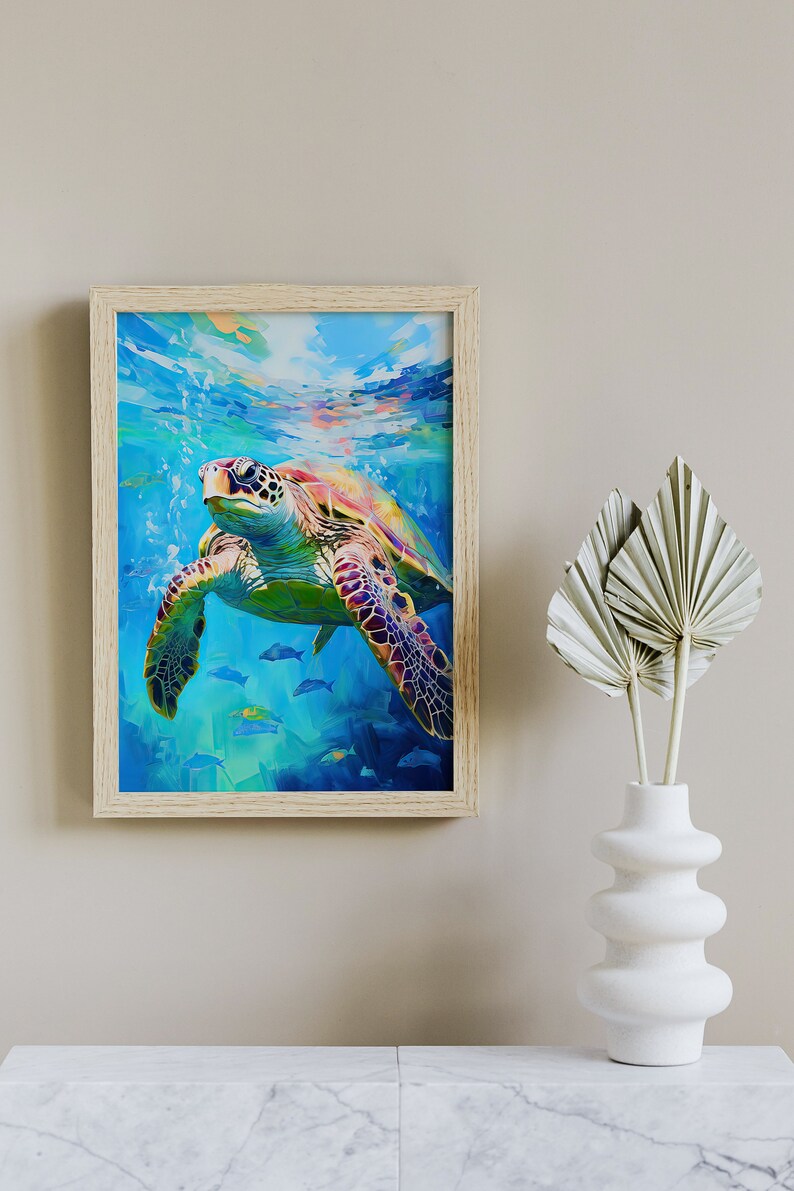 Sea Turtle Watercolor Print, Green Sea Turtle Art, Sea Turtle Art, Sea