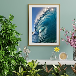 Sunlit Curl: Ocean Wave Photography Print | Surf Art Print | Ocean Wave Wall Art