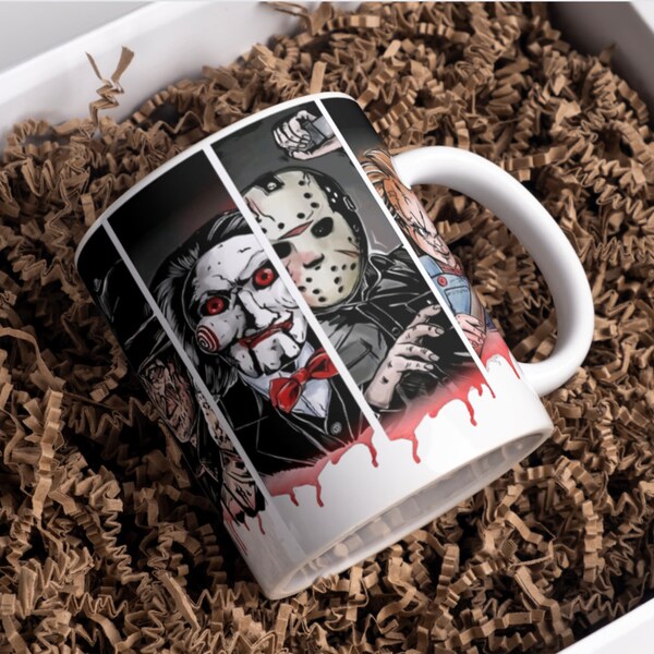 Horror Movie Mug, handmade gift, Valentine gift.