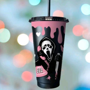 Horror movie, Screaming face inspired Cold Cup, Horror cold cup.Handmade gift perfect for Valentines day.