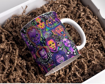 Horror Movie Mug, handmade gift, horror gift, Mother's Day gift, halloween gift.