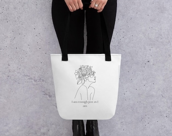 Torba typu tote z kwiatowym wzorem „I Am Enough”