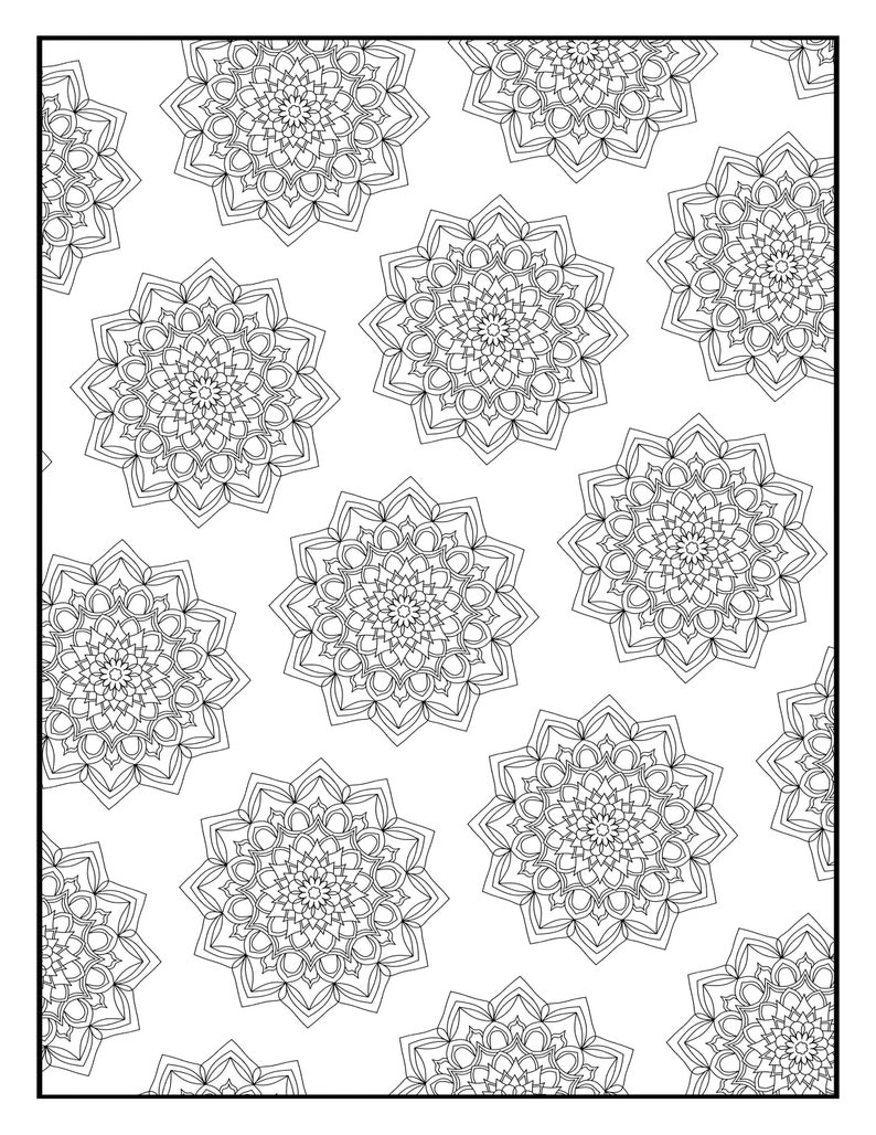 Coloring Page Floral Mandala Flower Geometric Repeating Pattern 3267 ...