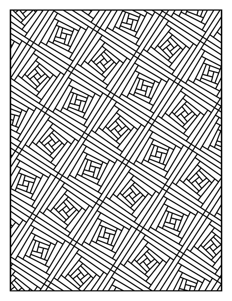 Coloring Page Geometric Repeating Pattern 2691 Printable Etsy