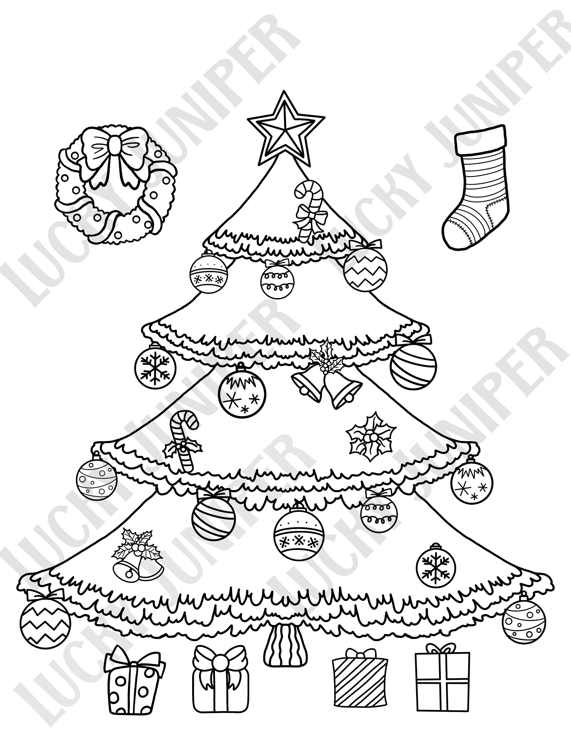 Advent Calendar Christmas Tree Printable Coloring Pages, Holiday - Etsy