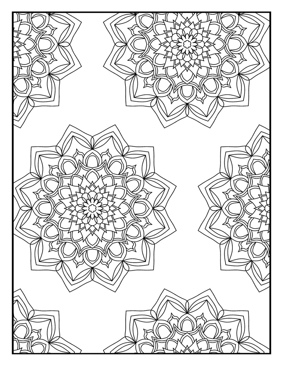 Coloring Page Floral Mandala Flower Geometric Repeating Pattern 3269 ...