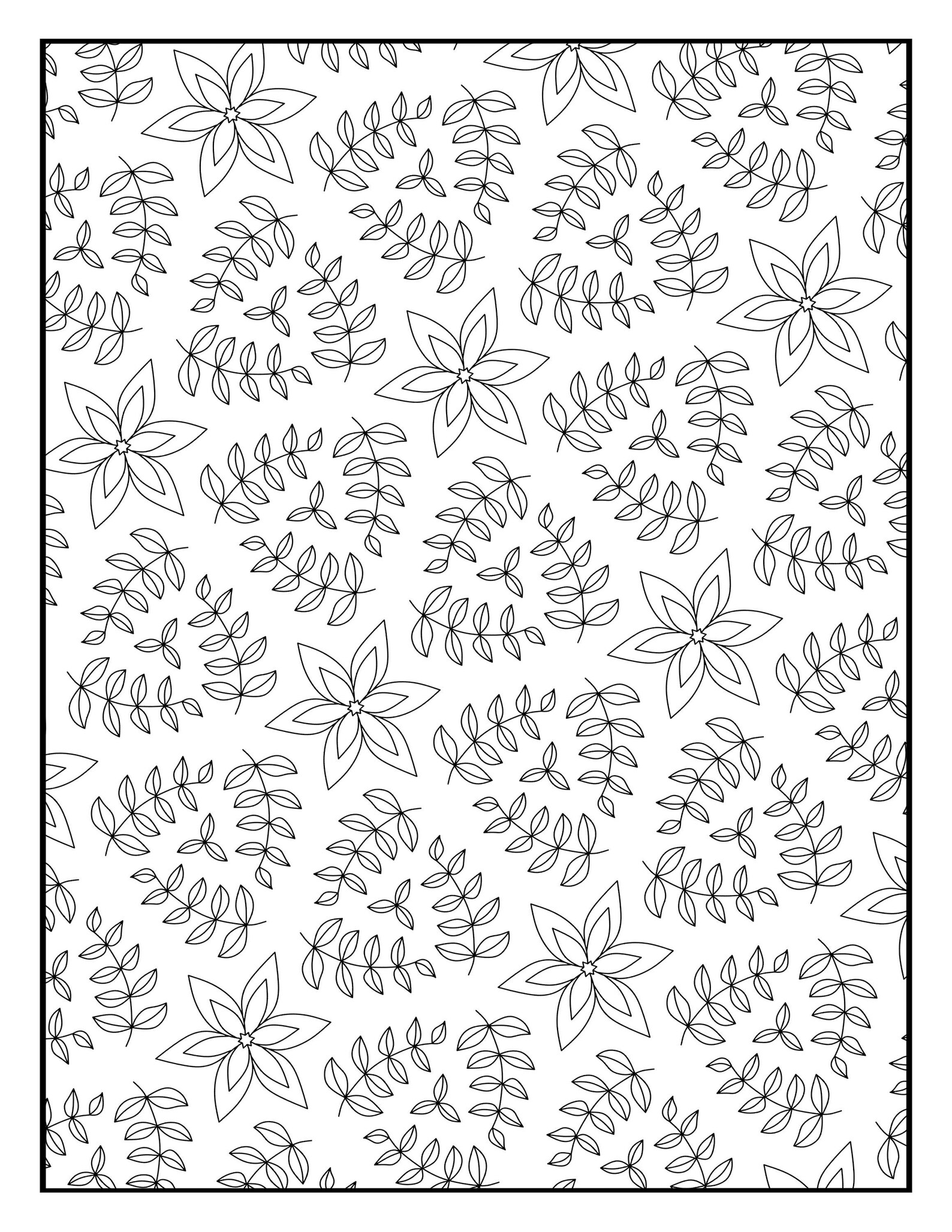 Coloring Page Floral Leaves Repeating Pattern 3287 Printable - Etsy
