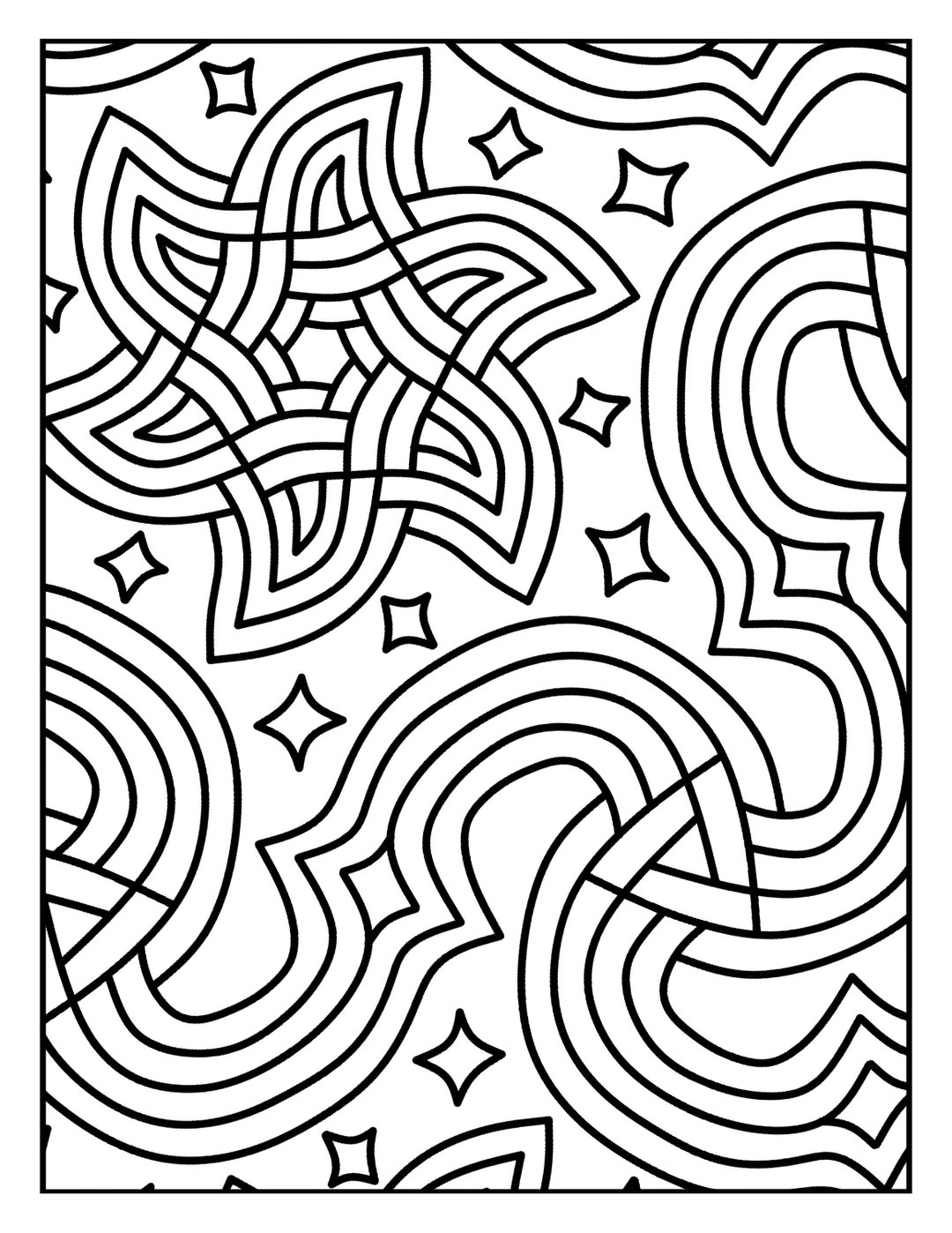 Coloring Page Floral Star Mandala Flower Geometric Repeating Pattern ...
