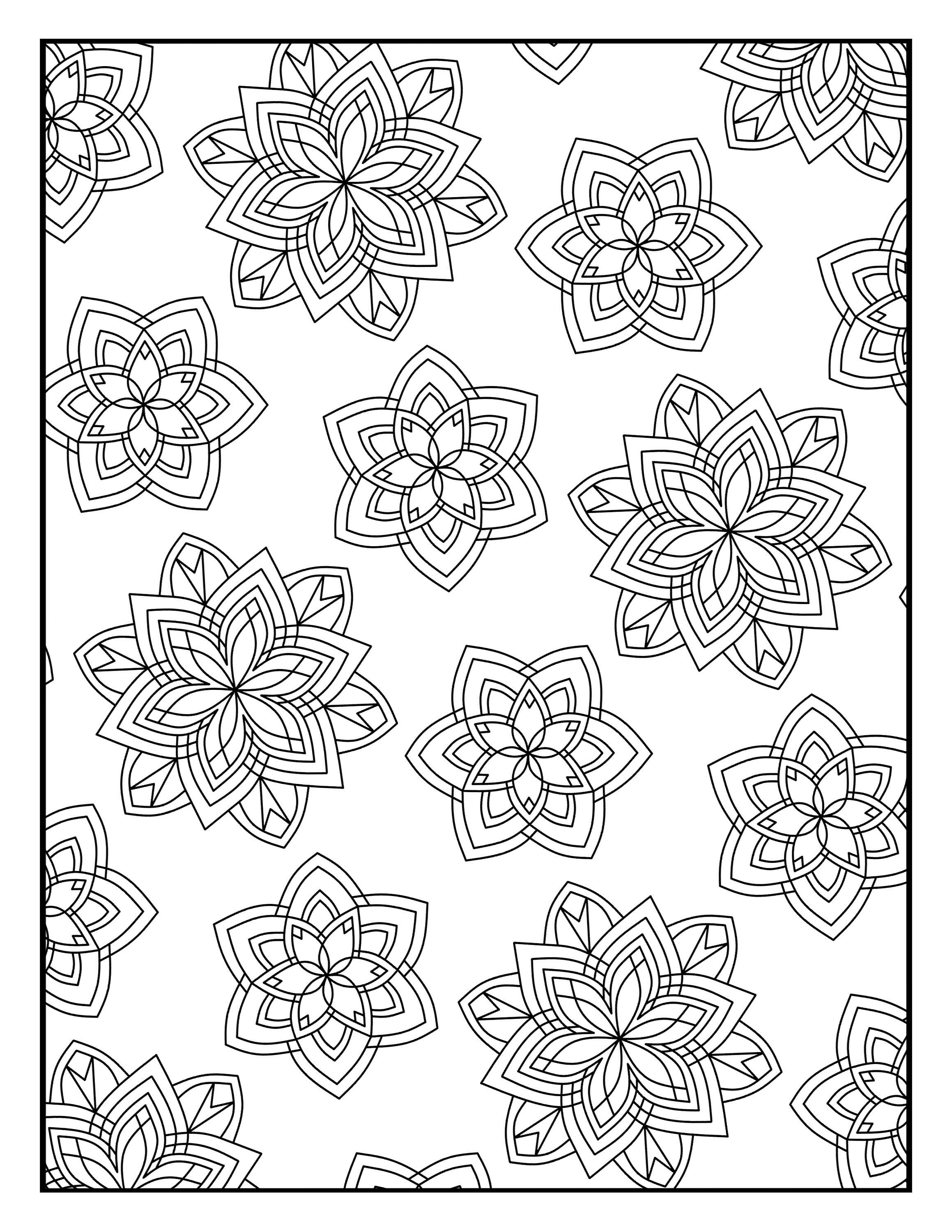 Coloring Page Floral Mandala Flower Geometric Repeating Pattern 3152 ...