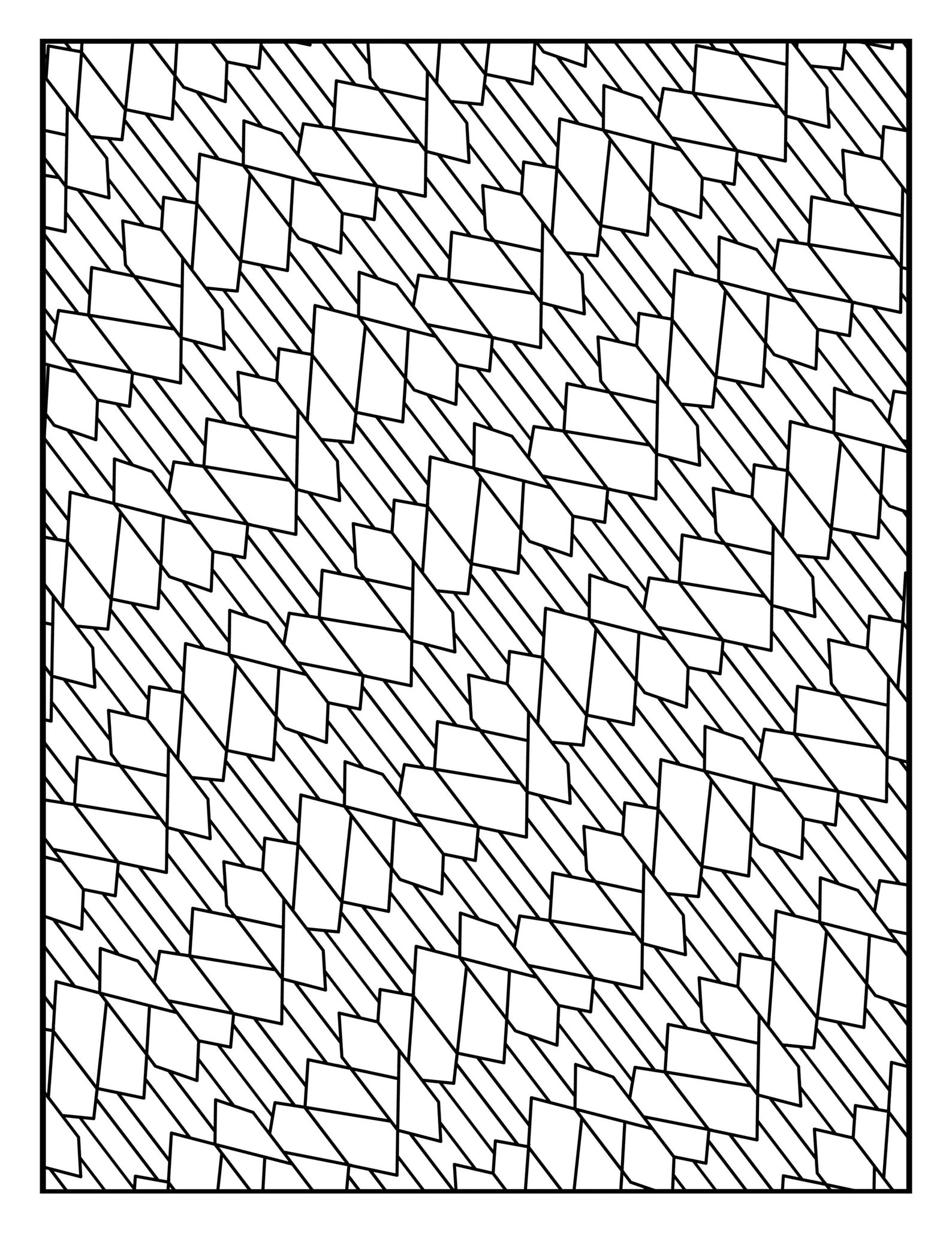 Coloring Page Geometric Lines Squares Rectangles Repeating Pattern 3166 ...
