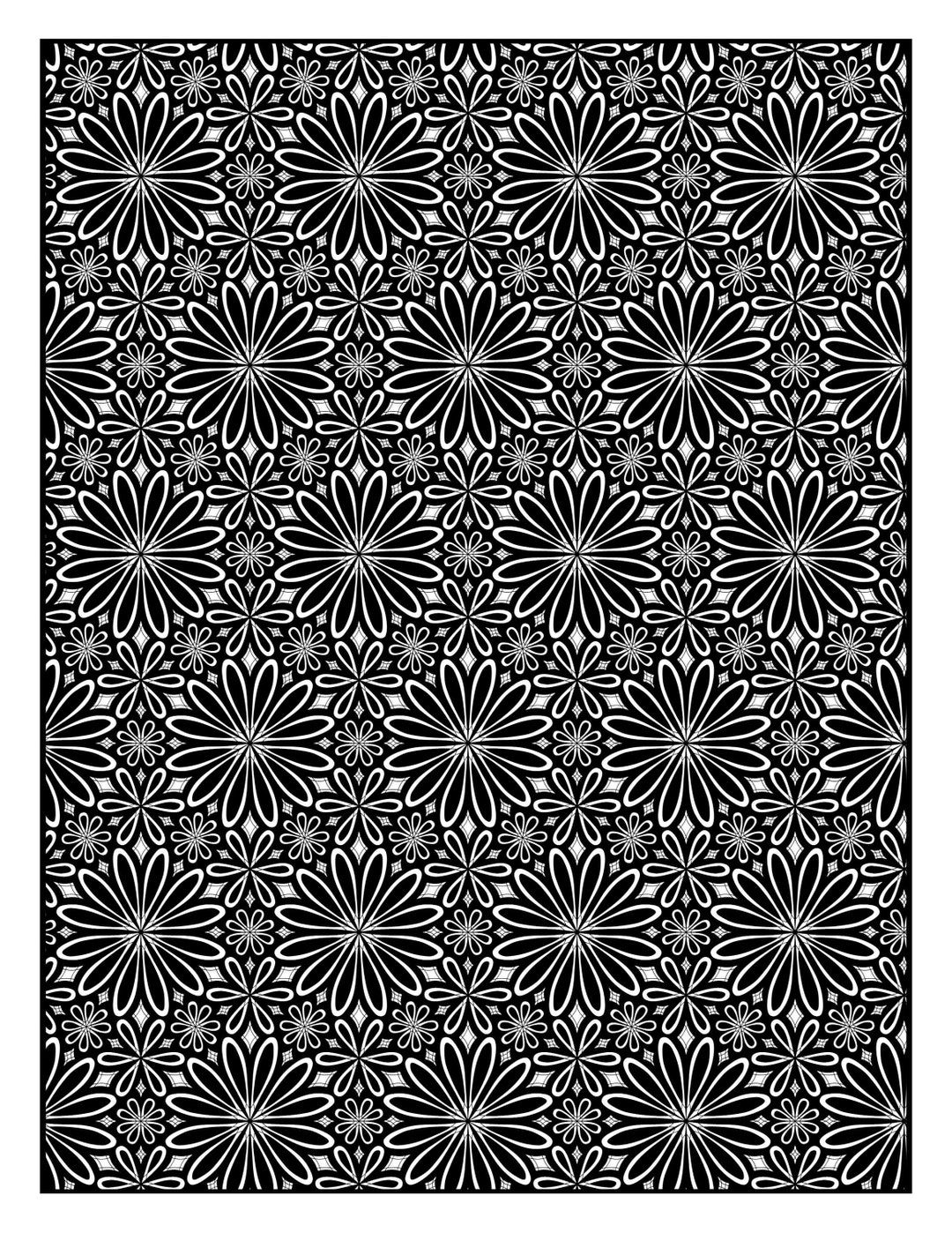 Coloring Page Geometric Floral Repeating Pattern 2931 Printable - Etsy