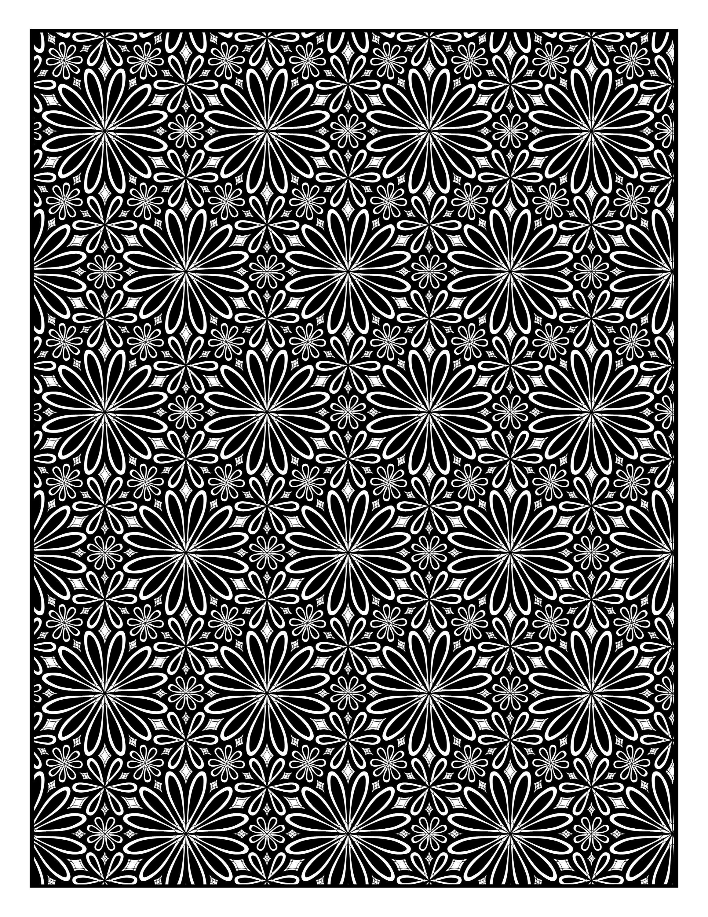 Coloring Page Geometric Floral Repeating Pattern 2931 Printable - Etsy