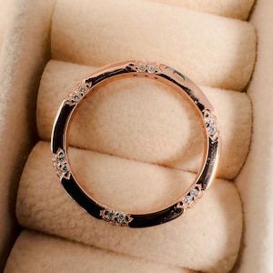 Filigree Band, Engagement Wedding Band For Womens, 14k Rose Gold Plated Propose Band, Floral Engraving Band, Anniversary Gift For Her