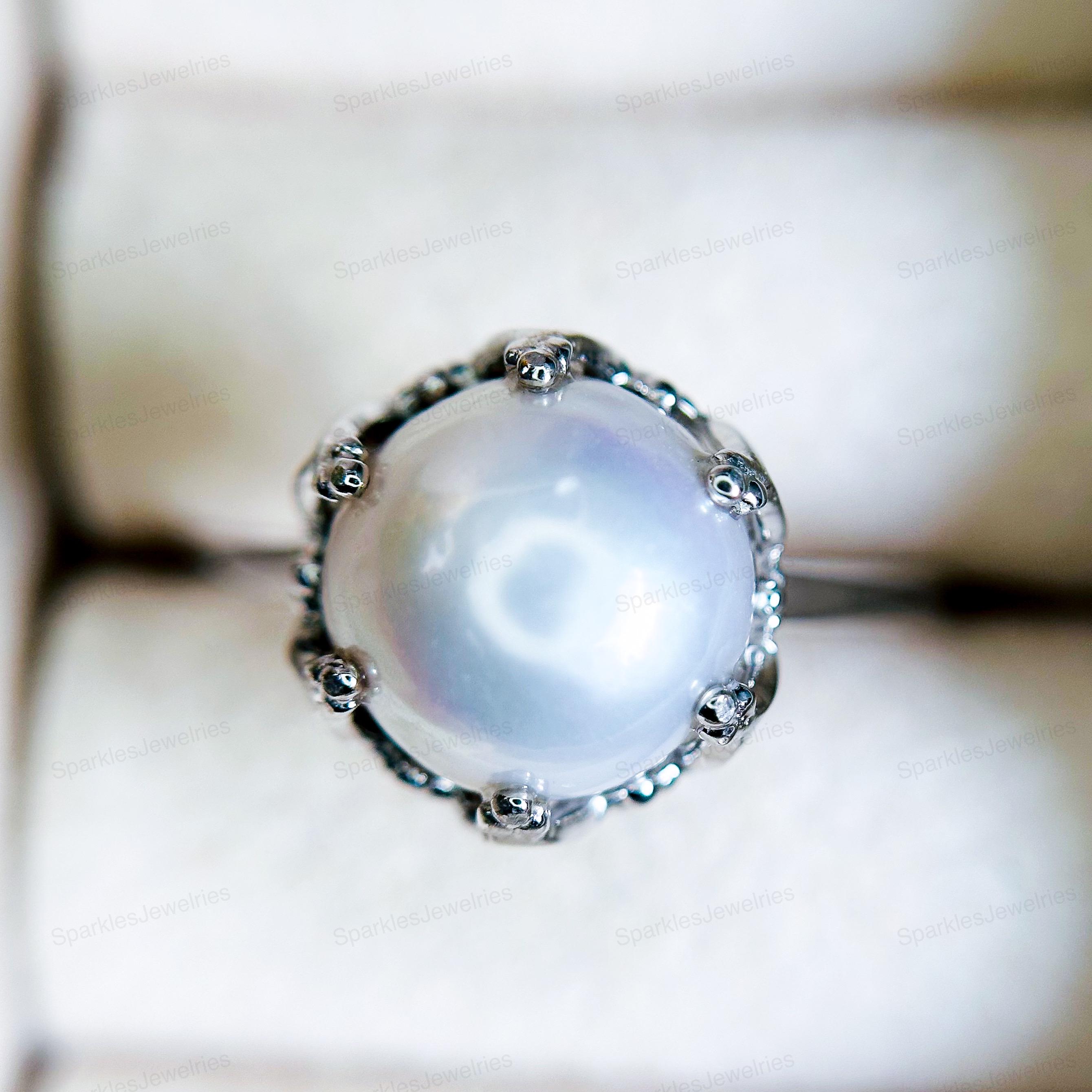 Gothic Pearl Rings White Pearl Skull Ring: Gothic Sterling Silver Engagement, Dark Fantasy ...