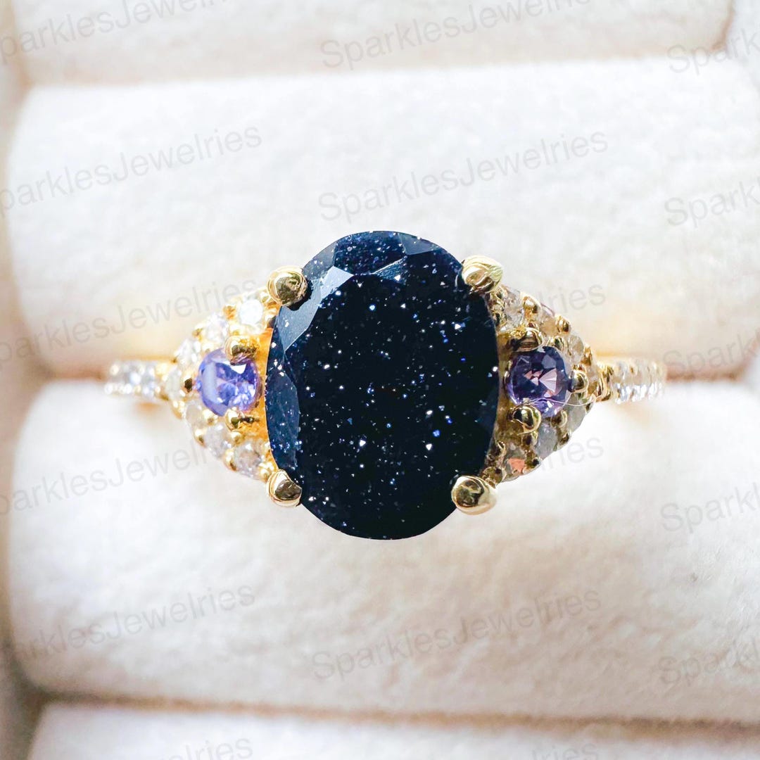 Handcrafted Sandstone Ring: 925 Sterling Silver, Amethyst Accents - Etsy