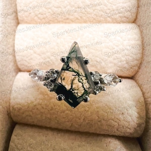 Anillo de ágata musgosa, plata de ley, anillo de piedras preciosas hecho a mano, anillo de regalo de amistad, anillo de regalo sorpresa, anillo de piedra natal de mayo, anillo de promesa
